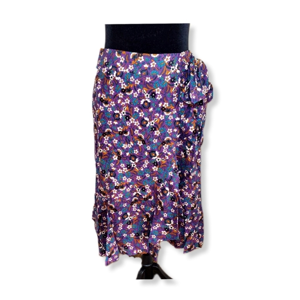 NWT Band of the Free Linaelle Purple Floral Faux Wrap Skirt Sz S